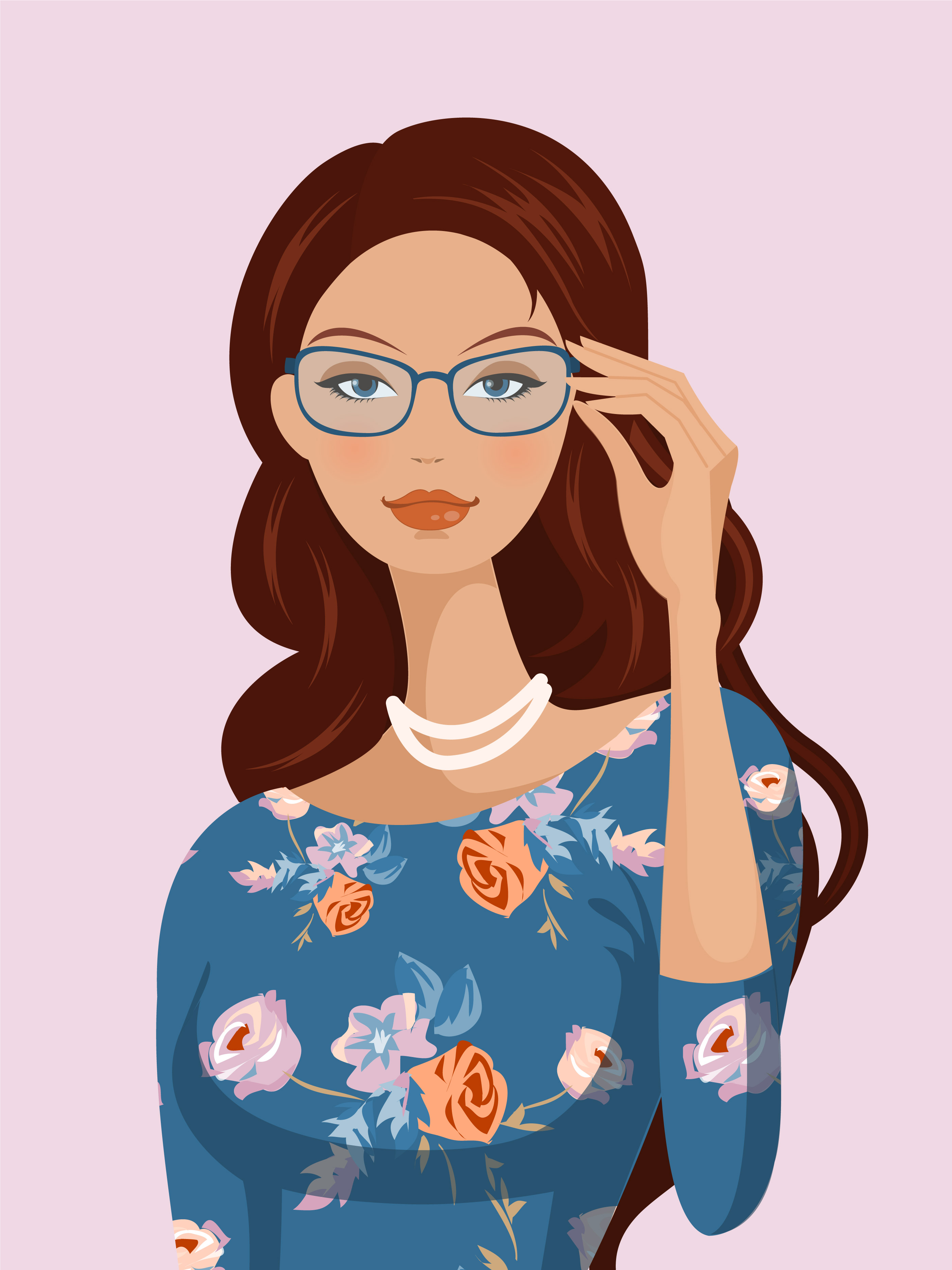 Download Girl With Wavy Hair And Glasses Vector 241163 - Download ...