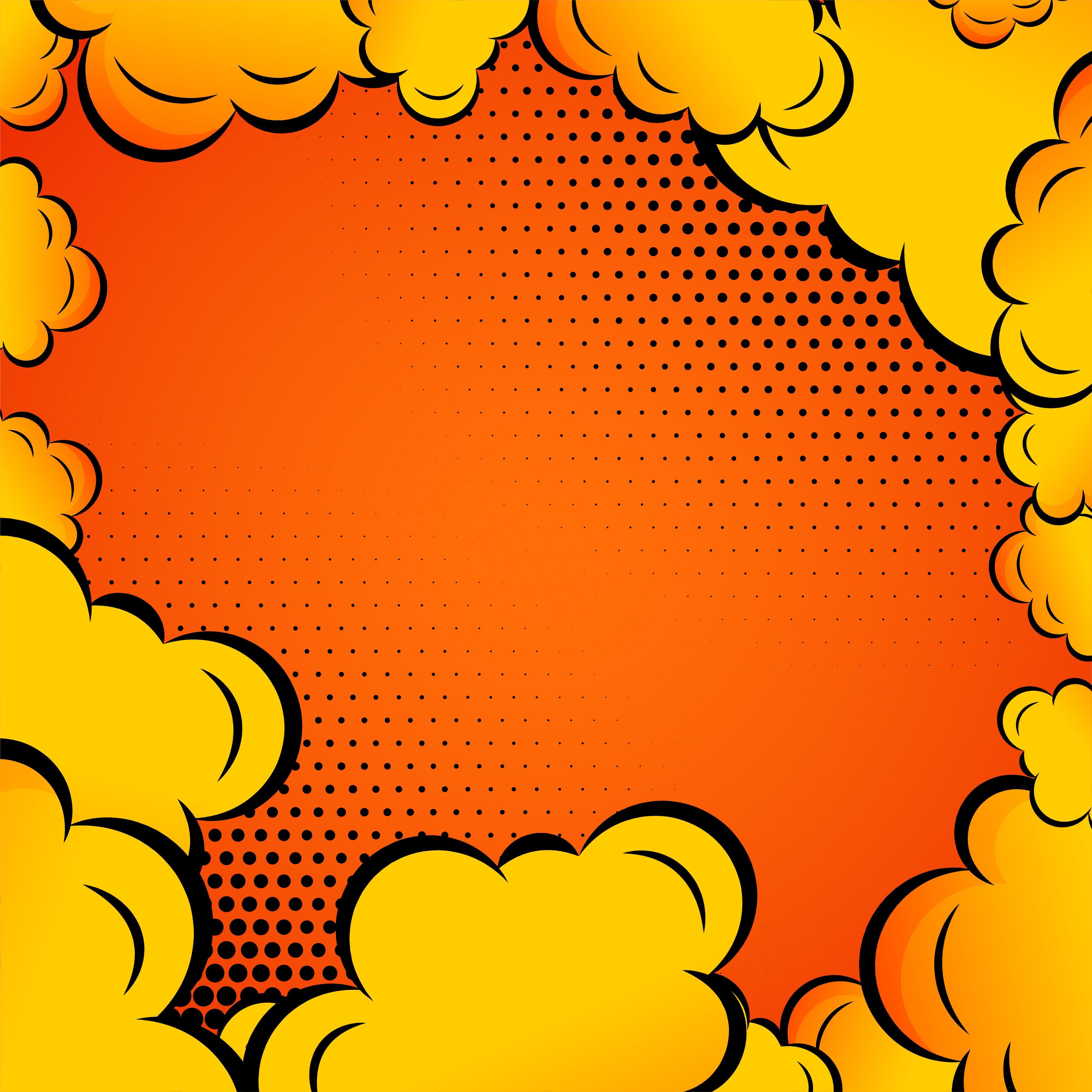 comic clouds on orange  background  Download Free Vector 