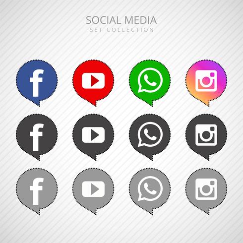 Popular Social Media icon set collection vector illustration