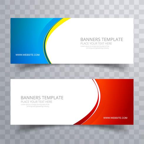 Modern wave header set design template vector