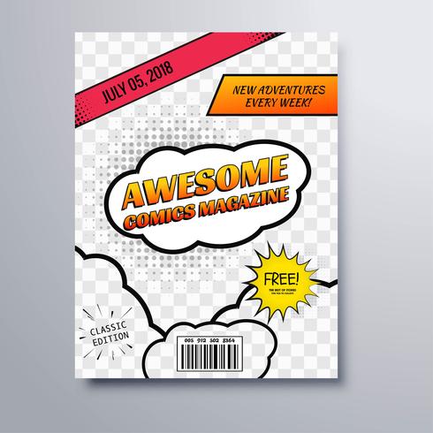 Awesome comics book magazine cover template vector