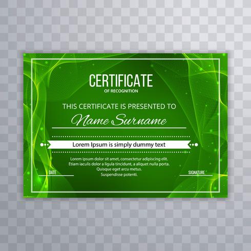 Fondo de plantilla de certificado verde abstracto vector