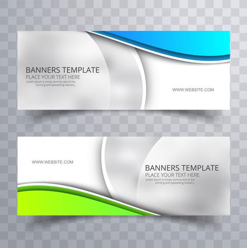 Modern colorful stylish wavy banners set template design vector