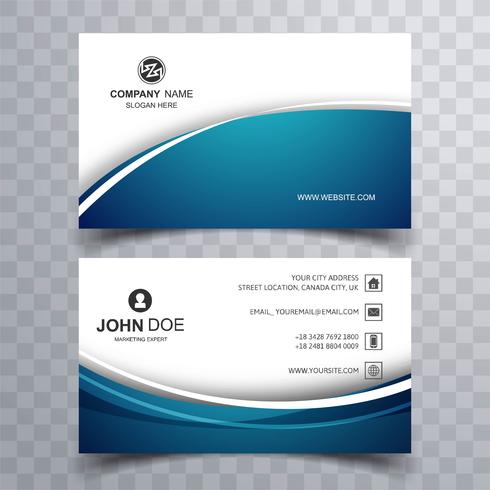 Elegant blue wavy business card template vector