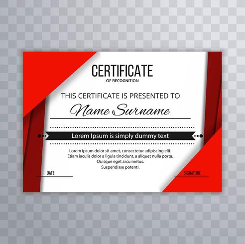 Abstract red certificate template background vector