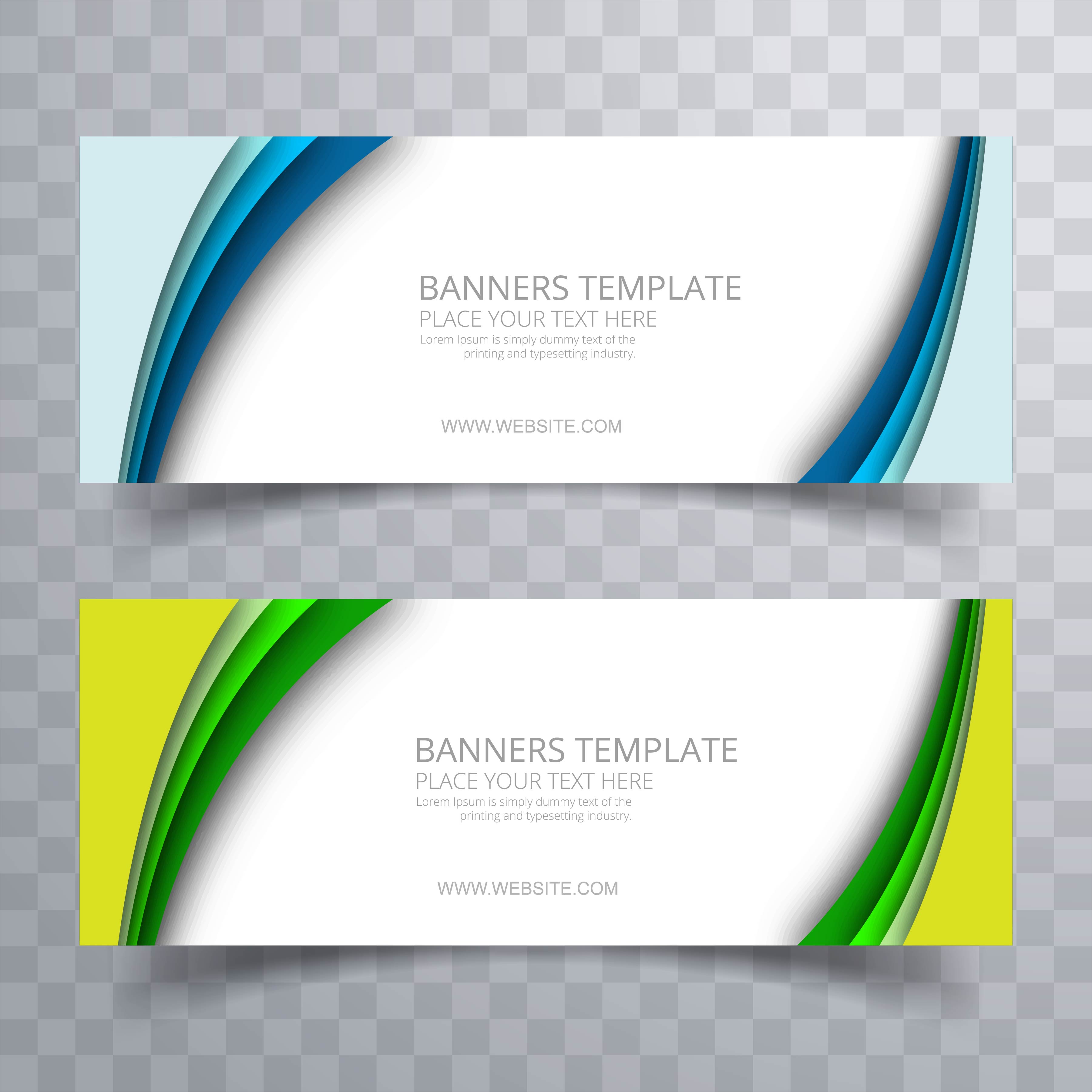 Beautiful colorful wavy banners set template vector ...