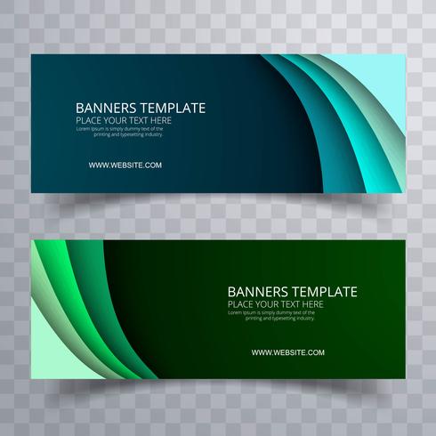 Banners set colorful template wave design vector