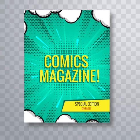 Comic magazine cover template colorful background vector