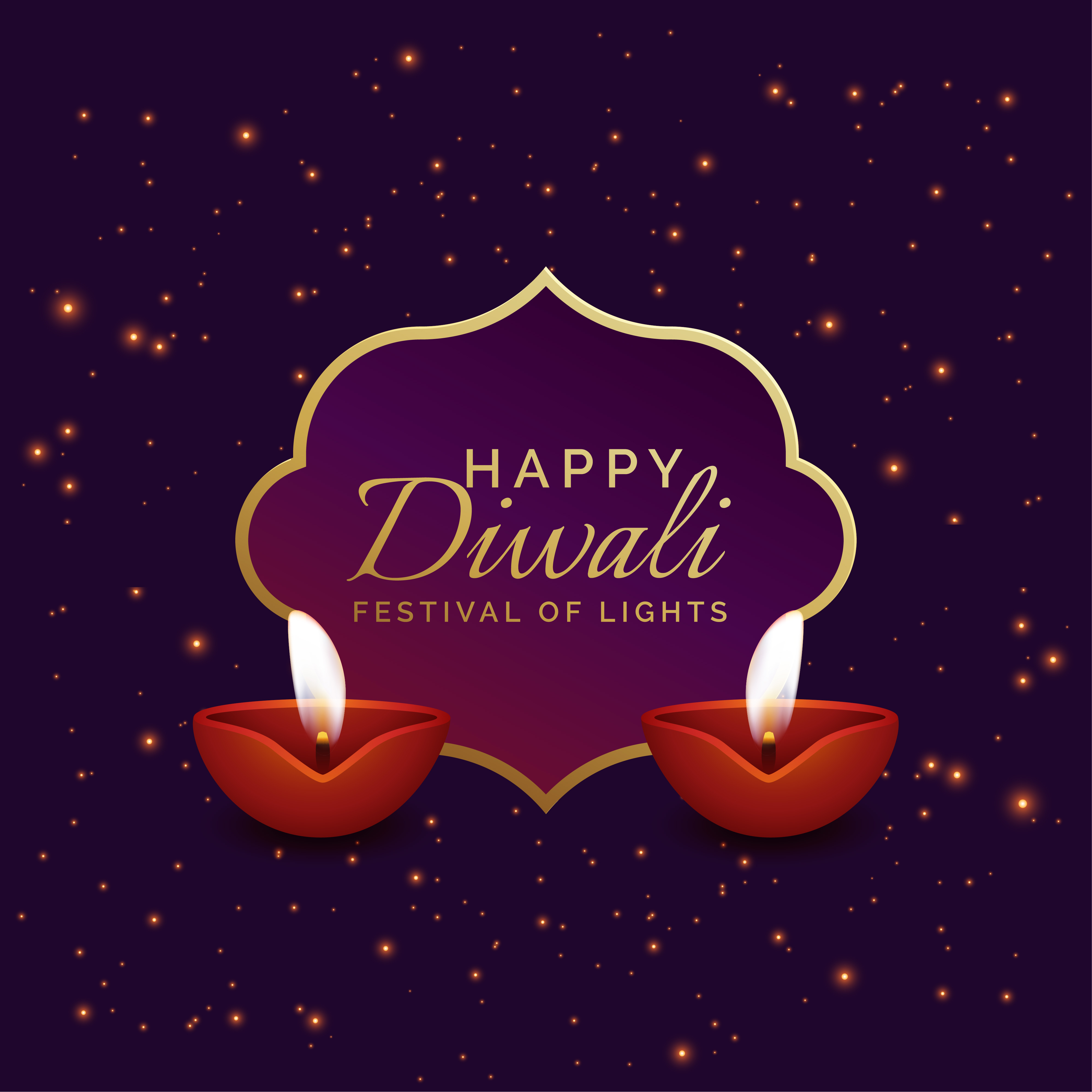 happy diwali background with diya and sparkles - Download Free Vector
