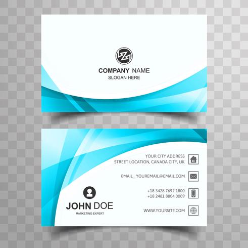 Blue wavy business card template design vector