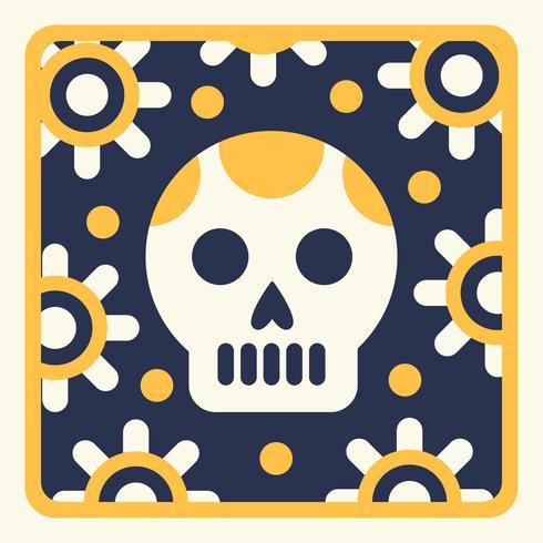 Skeleton Linocut in Yellow and Blue vector