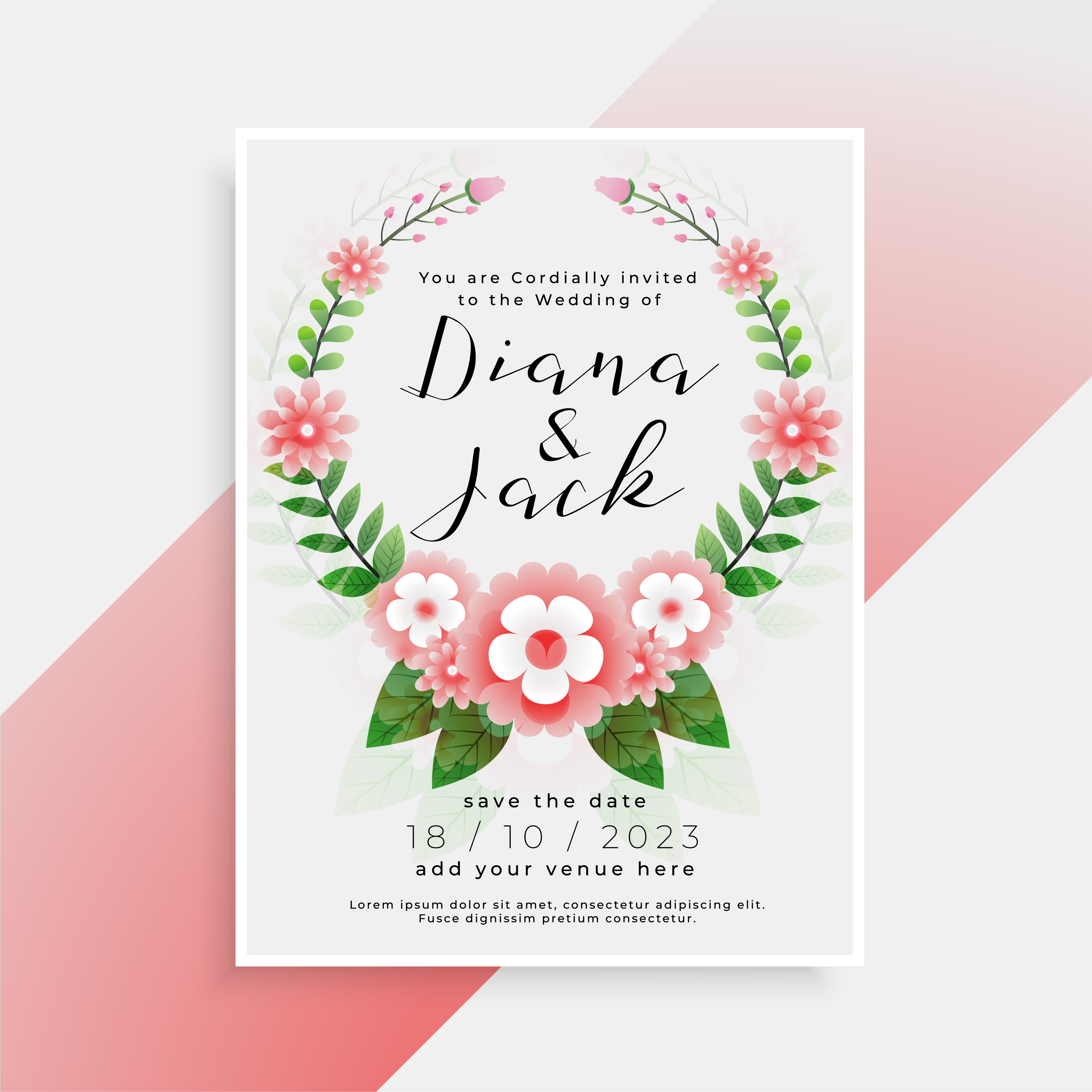 beautiful floral wedding card invitation design download
