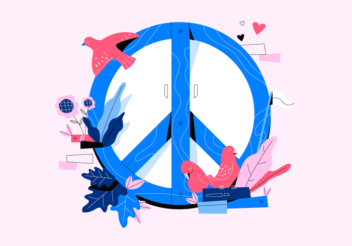 Love And Peace Background Vector Flat Concept Illustration