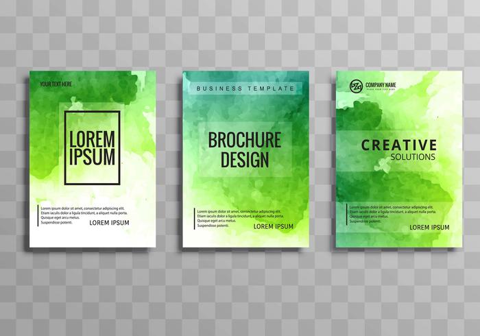 Beautiful colorful watercolor business brochure set template vector