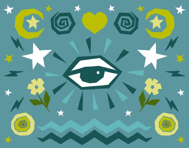 All seeing eye icons vector