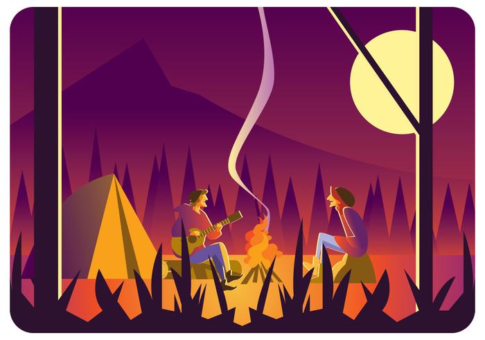 A Couple in The Campfire vector