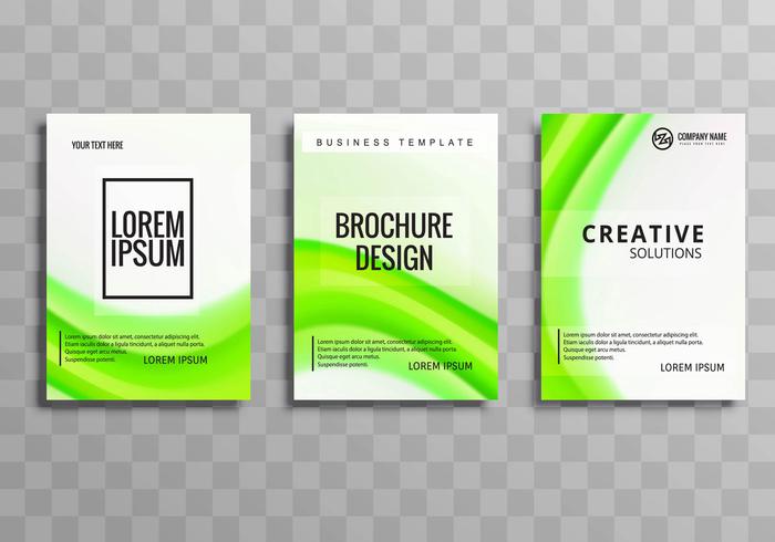 Modern green wave business brochure set template vector