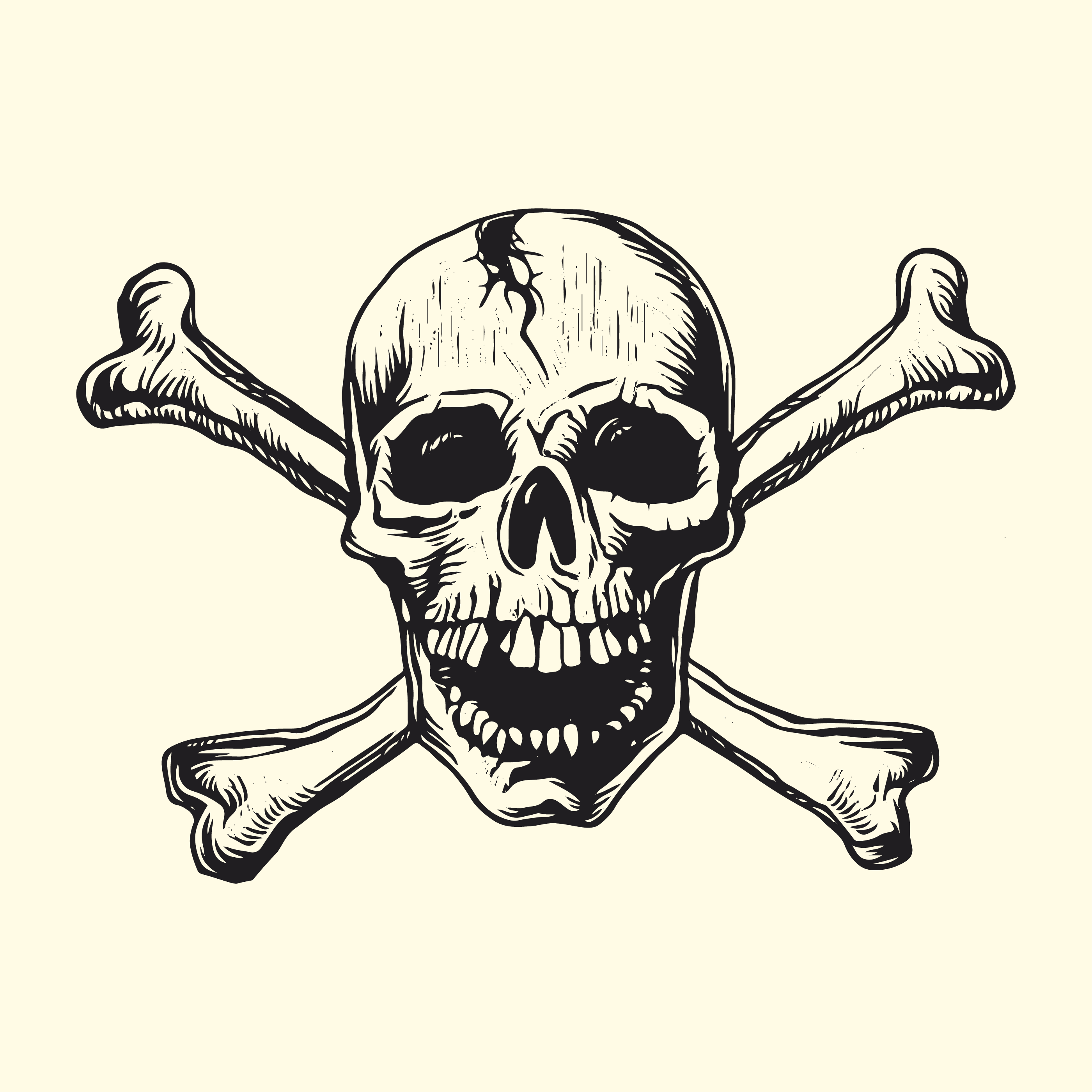 Download Skull With Bones Linocut Vector Design 242258 Vector Art at Vecteezy
