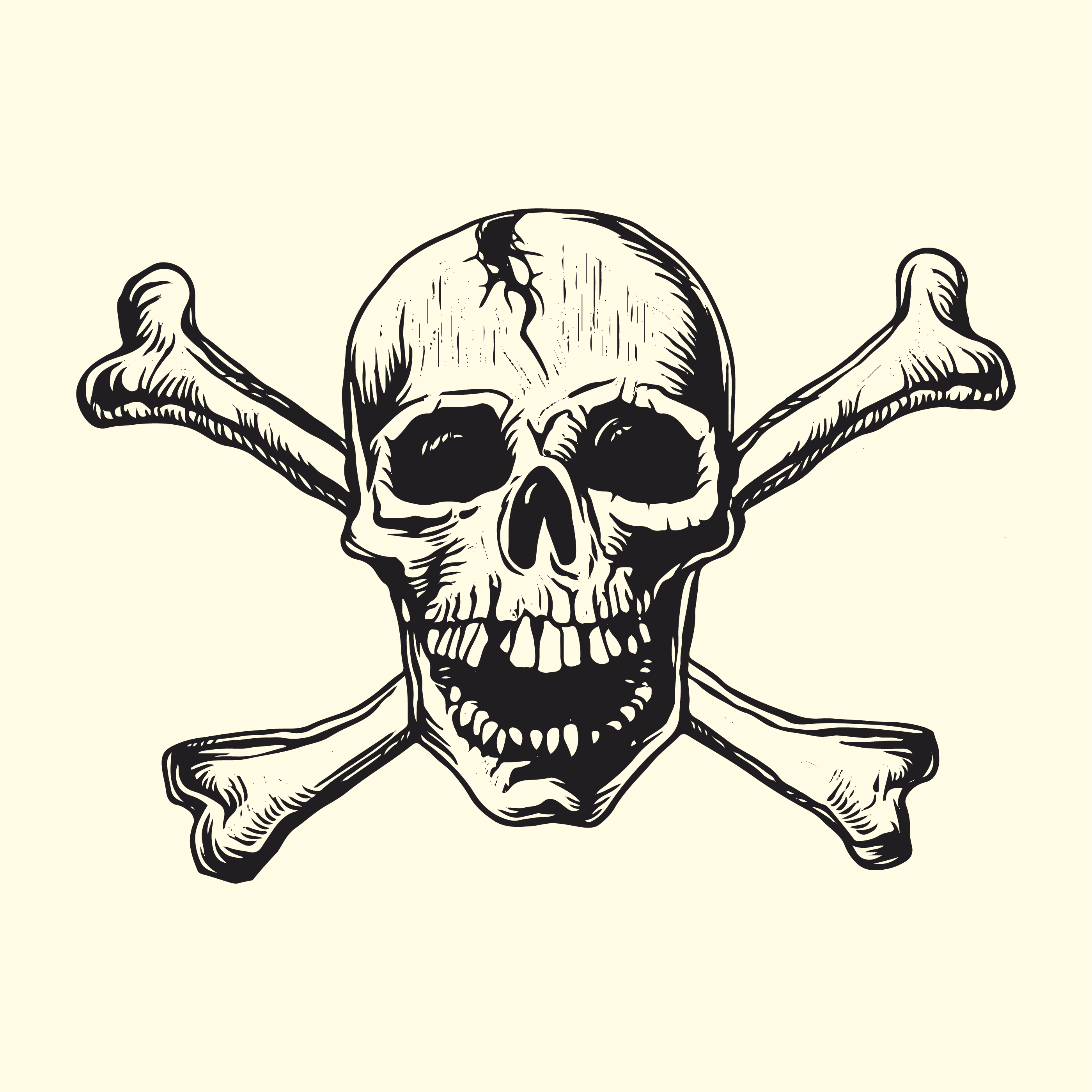 Skull With Bones Linocut Vector Design 242258 Vector Art At Vecteezy