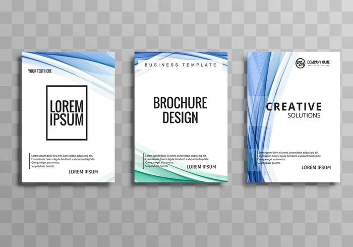 Modern business brochure wave template set vector