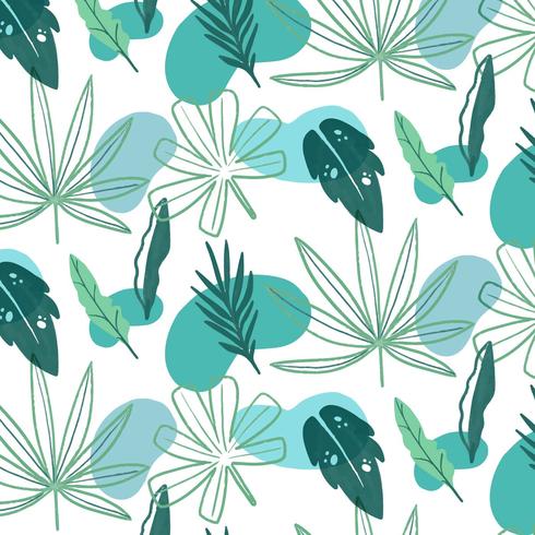 Summer Pattern With Green Leaves  vector