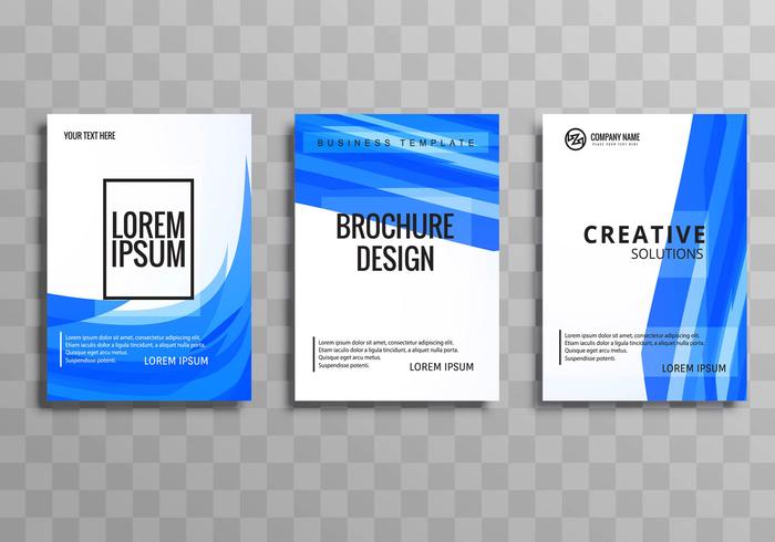 Abstract blue wave business brochure set design vector