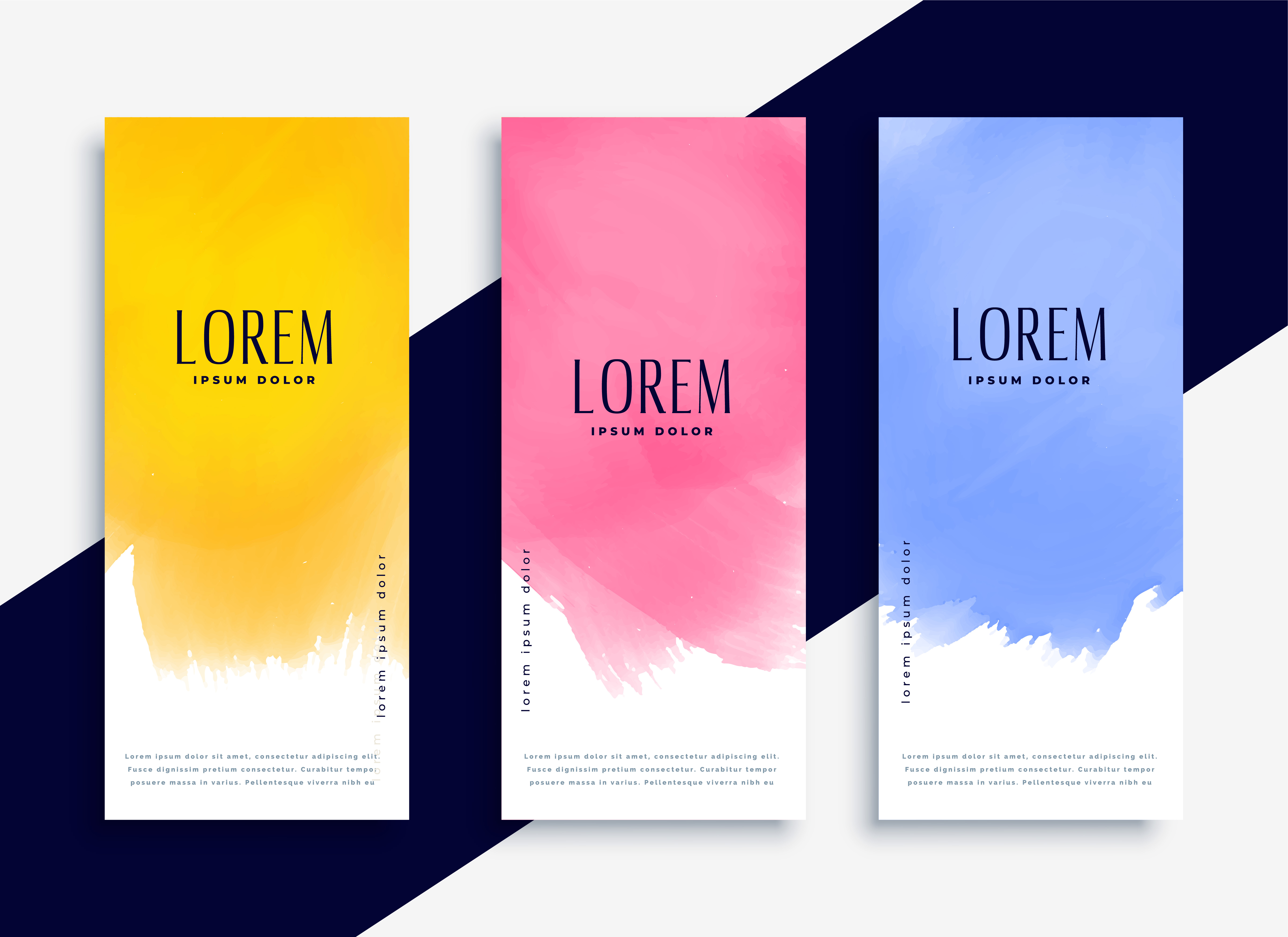 lovely colorful watercolor banners set - Download Free Vector Art