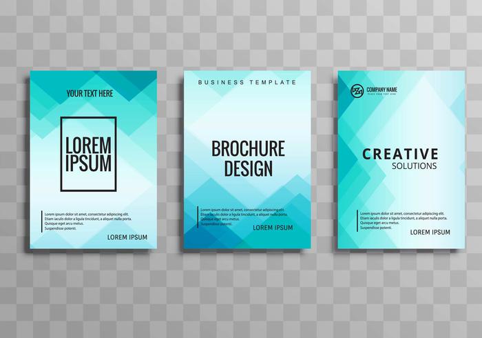 Beautiful blue business brochure template set vector