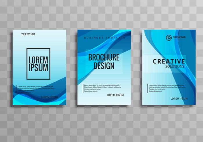 Abstract blue wave buisness brochure set design vector