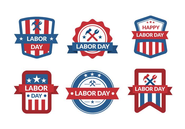 Labor Day Badges Set