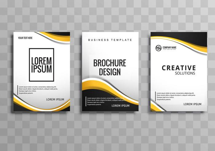 Modern business brochure template set with wave vector