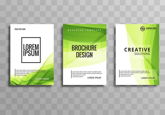 Abstract green business brochure wave template set vector