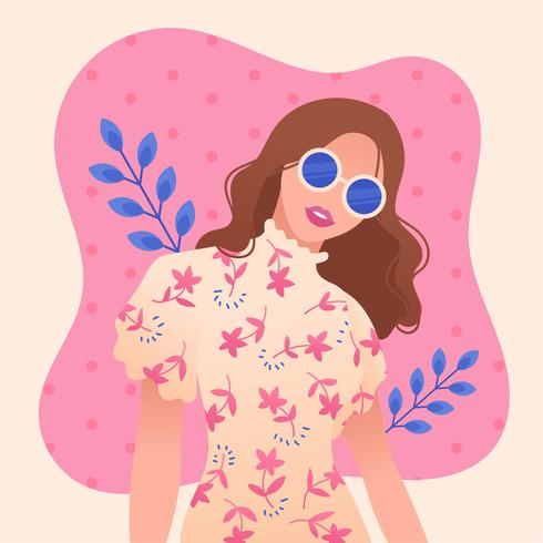 Girl With Wavy Hair And Glasses Vector Download Free Vectors