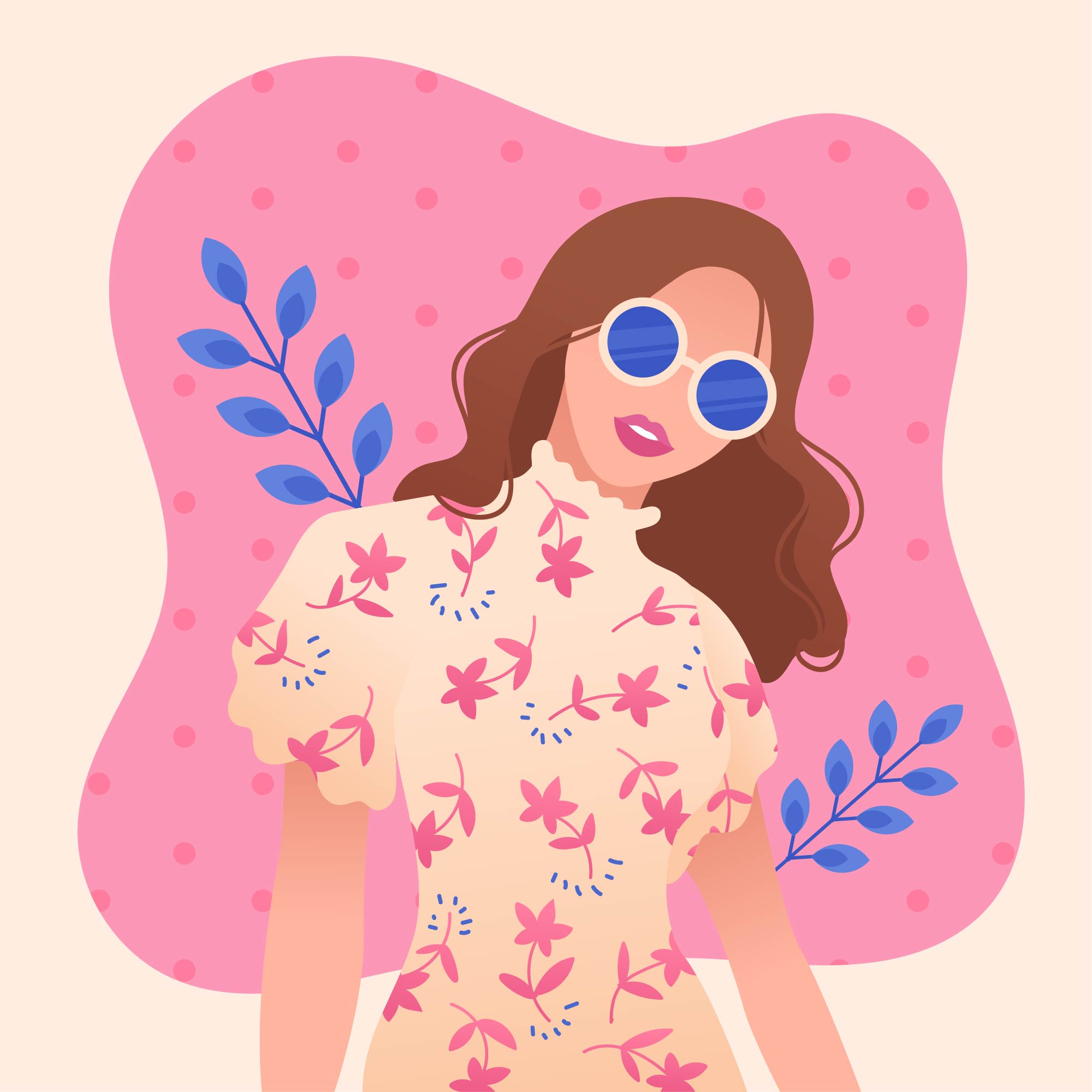Download Girl with Wavy Hair and Glasses Vector 242373 Vector Art ...