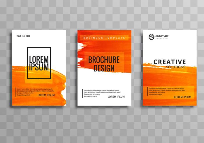 Abstract orange watercolor business brochure set template vector