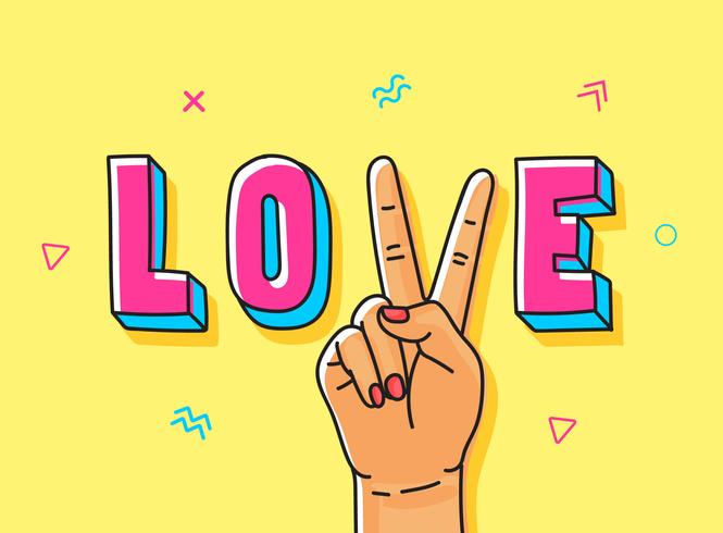 Peace Love Hand Drawn Illustration vector