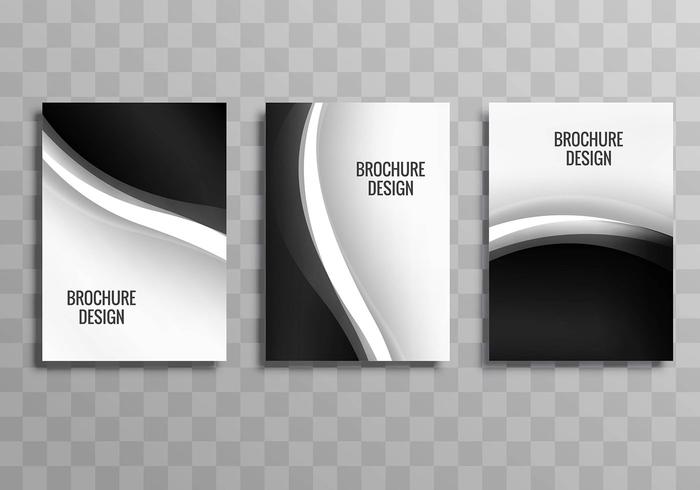 Modern wavy buisness brochure set vector
