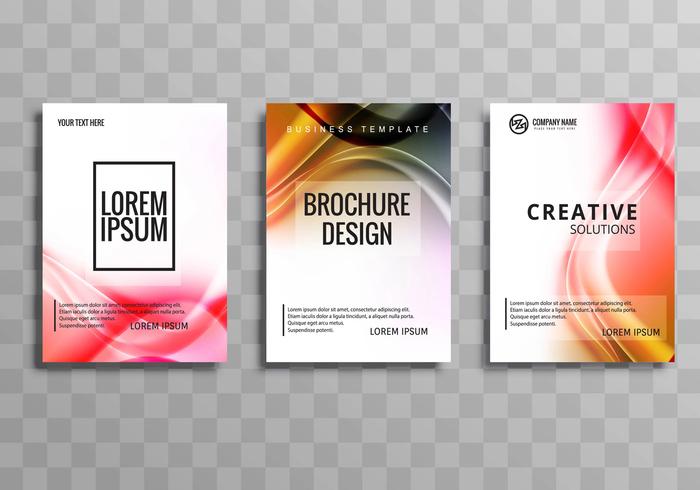 Modern wave business brochure set template design vector