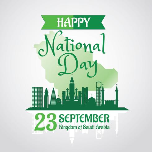 Kingdom of Saudi Arabia National Day with Skyline Background vector