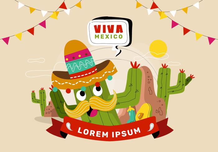 Festive Viva Mexico Banner Background Vector Illustration