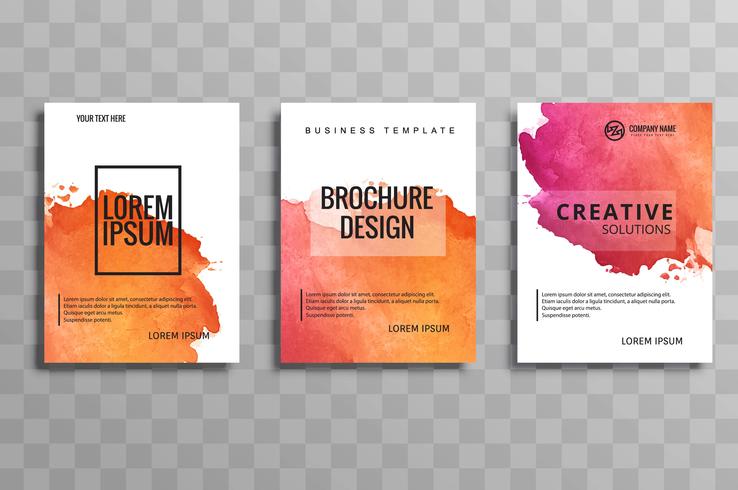 Abstract colorful watercolor business brochure set vector