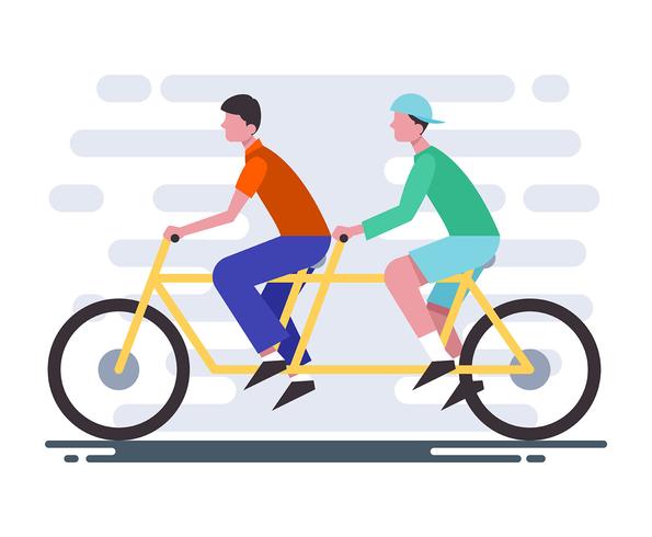 Ilustración de bicicleta en tándem vector