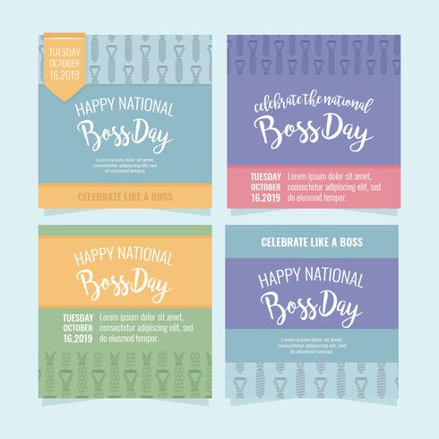 Vector National Boss Day Cards