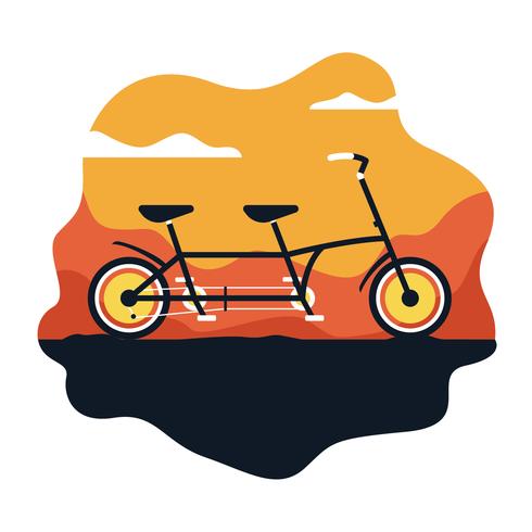 Ilustración de vector de bicicleta tándem