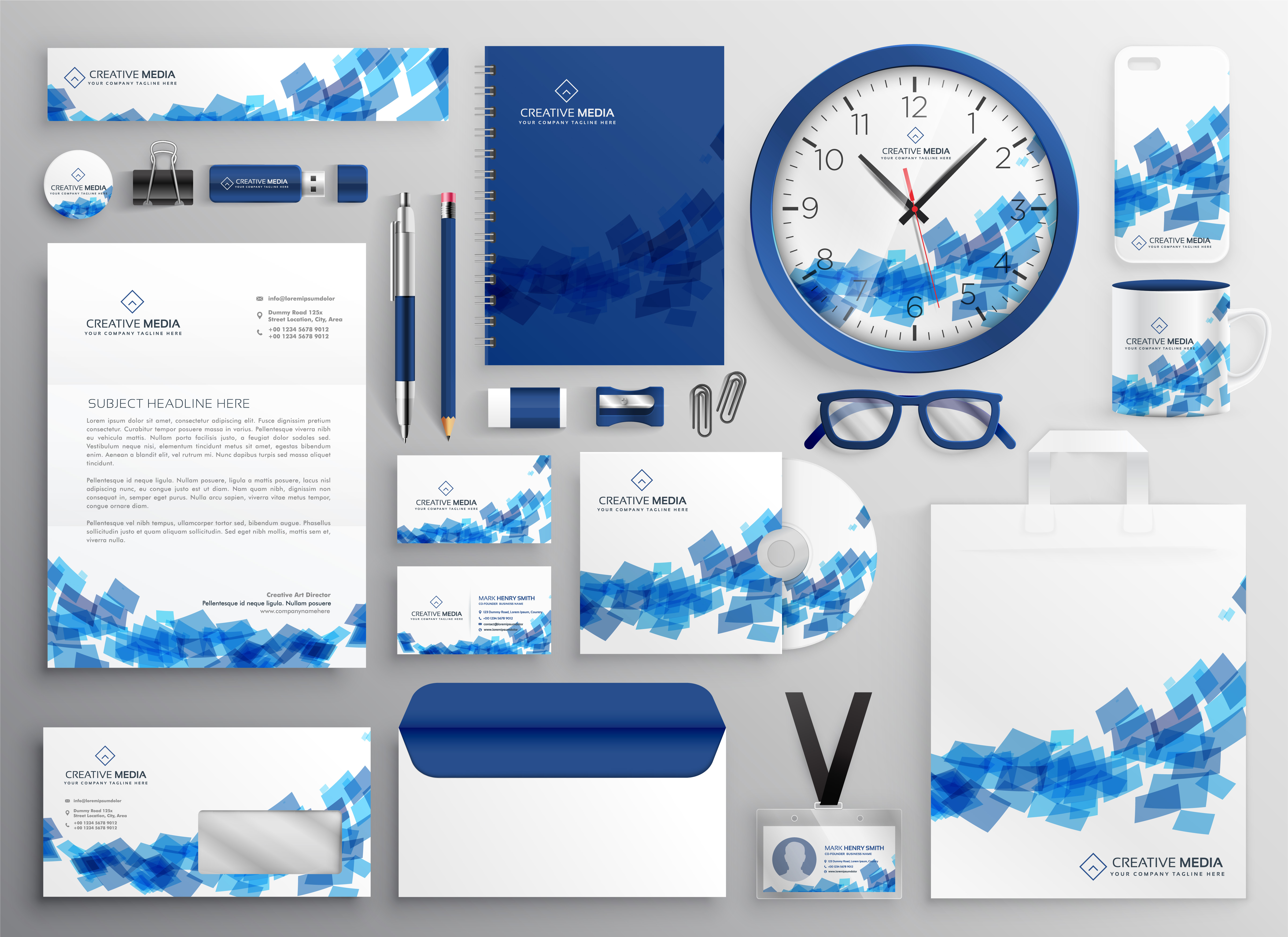 Download abstract blue business collateral set design - Download Free Vector Art, Stock Graphics & Images