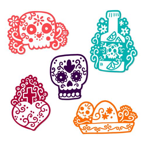 Cute Day Of Dead sticker vector