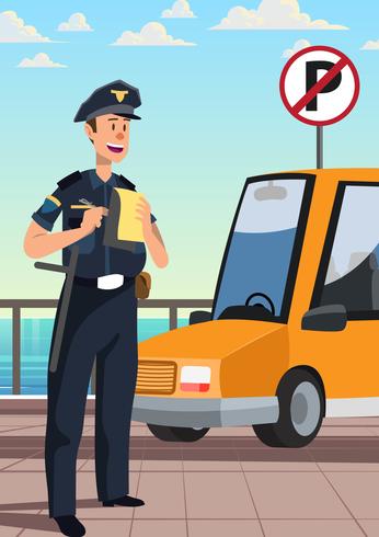 Police Officer Is Writing A Illegal Parking Ticket 242670 Vector Art at