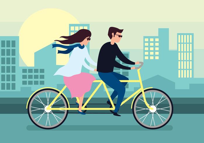 Ilustración de vector de bicicleta tándem