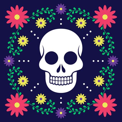 Day Of The Dead Card With Floral Decoration vector