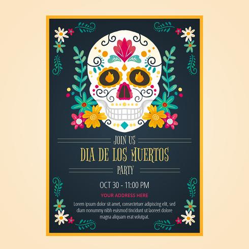 Flyer Day Of Dead en estilo acuarela vector